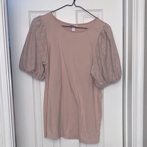 Isabel Maternity Medium Pink Elegant Blush Puff Sleeve Top